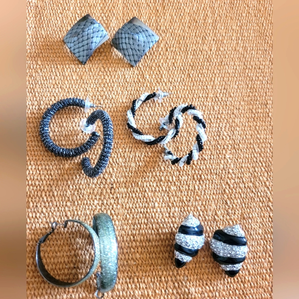 Black, White and Shades of Grey Earring Lot